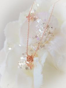 Golden Afternoon Wonderland Flower and Bread and Butterfly Necklace