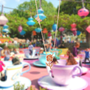 Wonderland Flower and Bread and Butterfly Necklace